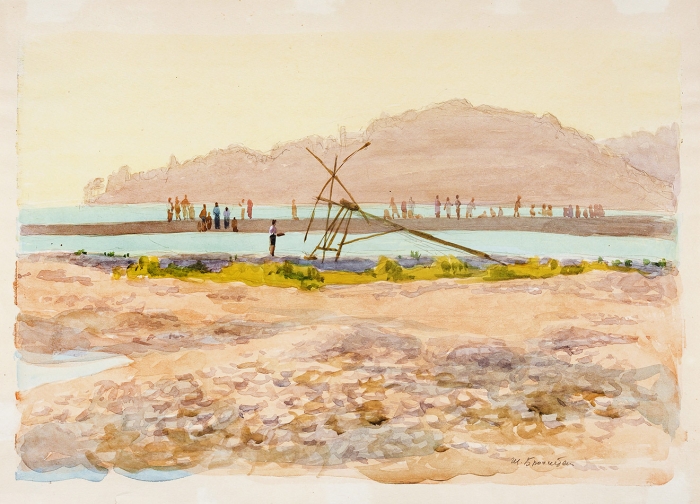 Бронштейн Шая Иосифович (1910–1987) «Вечер у моря». 1961. Бумага, акварель, 30x41,8 см.