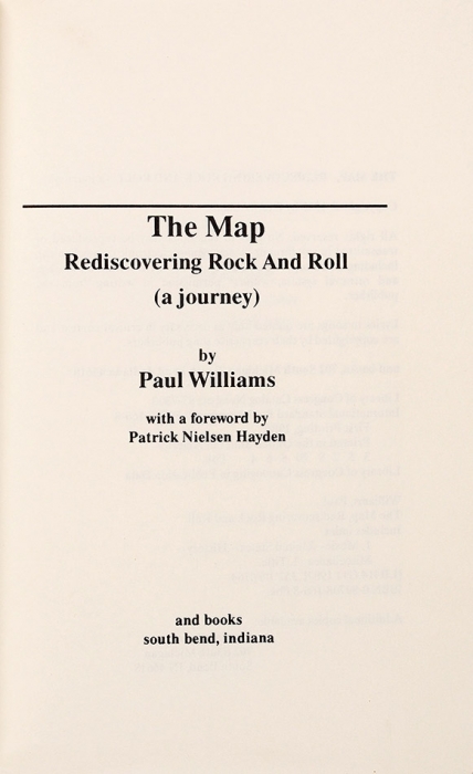 Уильямс, Пол [автограф] Открывая рок-н-ролл заново [на англ. яз.] Индиана, 1988.