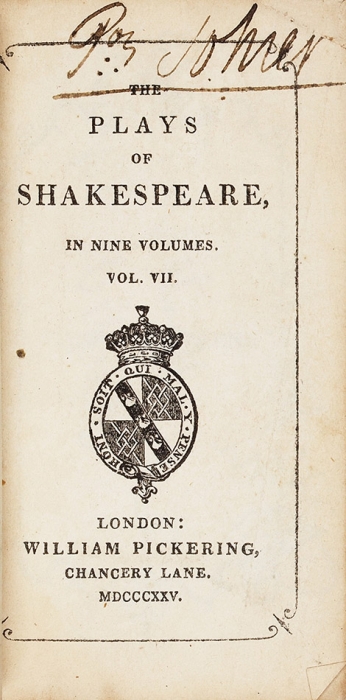 [Библиофильская миниатюрная штучка] Пьесы Шекспира. [The plays of Shakespeare. На англ. яз.]. В 9 т. Т. 1, 2, 4 и 7. Лондон, 1825.