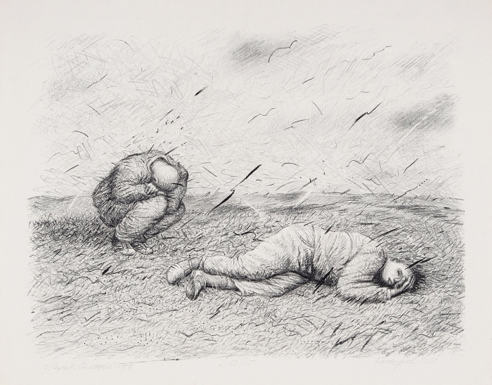 Басыров Гариф Шарипович (1944–2004) Лист из серии «Спящие». 1987. Бумага, литография, 53,5x68 см.