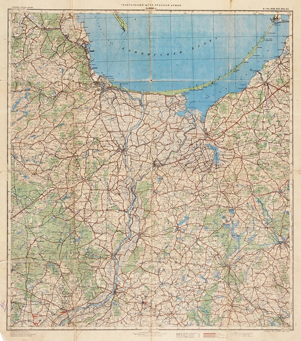 Тактическая военная карта Генерального штаба Красной армии Гданьска (Данцига) в Польше. 1942 г.