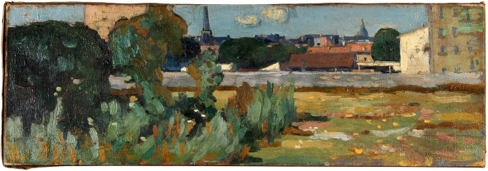 Альтман Александр (1885–1950) «Городской пейзаж». 1908. Холст, масло, 28x80,5 см.
