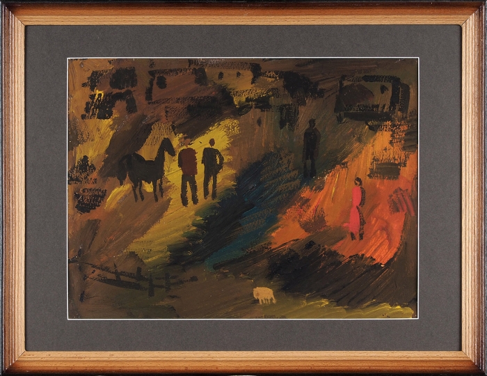 Мирзашвили Тенгиз Ревазович (1934–2008) «Пейзаж с конем». 1970-е. Картон, масло, 24x32 см.