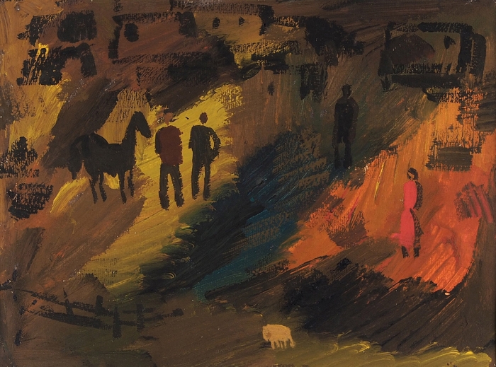 Мирзашвили Тенгиз Ревазович (1934–2008) «Пейзаж с конем». 1970-е. Картон, масло, 24x32 см.