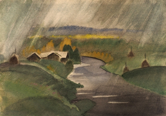 Ветрогонский Владимир Александрович (1923–2002) «Река». 1998. Бумага, акварель, 29x41,5 см.