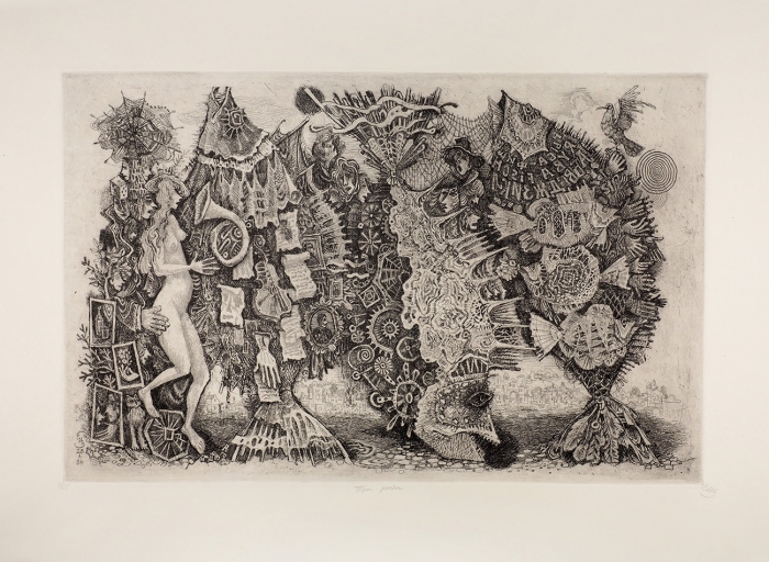 Измайлов Евгений Аскерович (род. 1939) «Три рыбы». 1994. Бумага, офорт, 44x60 см (лист), 31,7x49,5 см (оттиск).