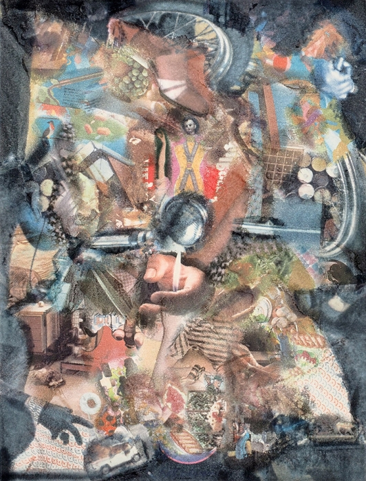 [Собрание семьи художника] Бахчанян Вагрич Акопович (1938–2009) «Композиция». 1974. Бумага, авторская техника, 65x50 см.