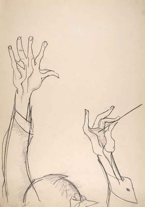 Сойфертис Леонид Владимирович (1911–1996) «Дирижер». 1960-е. Бумага, графитный карандаш, 59,5x42 см.