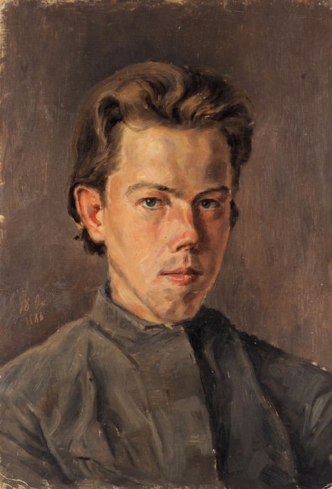 Чирков Александр Иннокентьевич (1865–1913) «Портрет юноши». 1886. Картон, масло, 38,7x26,5 см.