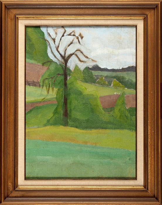 Неизвестный художник, близкий к объединению «Союз молодежи». «Пейзаж». 1910-е. Холст, масло, 51x37 см (в свету).