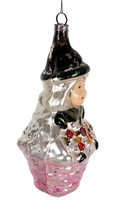 Елочная игрушка: Ведьма в корзине. ФРГ, 1950-е гг.