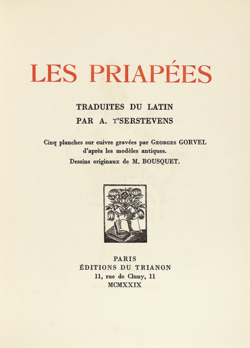 [18+ Размер имеет значение] Приапы. [Les Priapées. На фр. яз.]. Париж: Editions du trianon, 1929.
